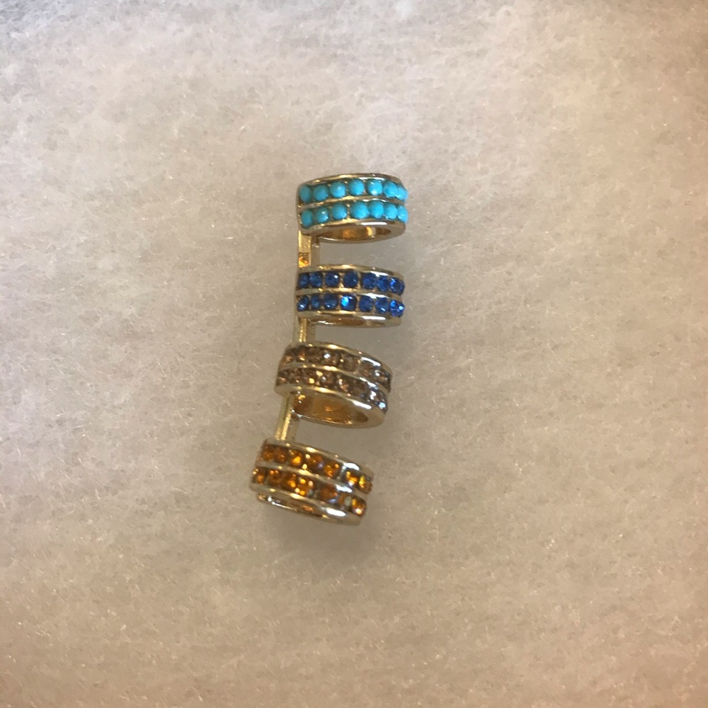 Ear Cuff with Blue & Crystal Stones NWOT
